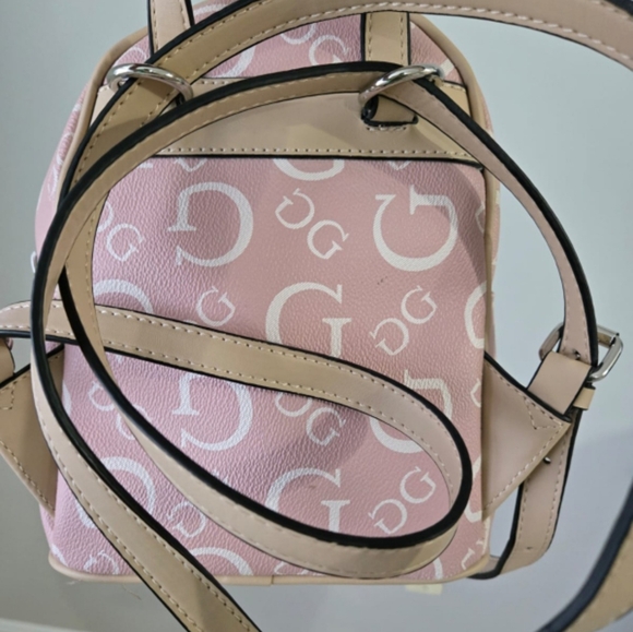 🎒Pre-Owned GUESS Pink Mini Backpack -Logo Print - Picture 5 of 8